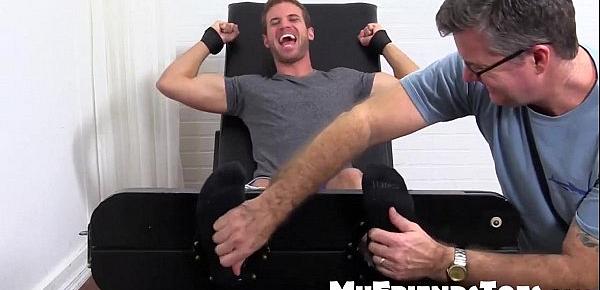  Hunky Dane gets the tickle brush treatment for his sexy feet